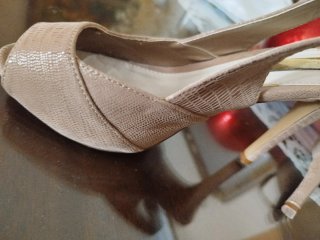 Sandalias de fiesta tacón beige