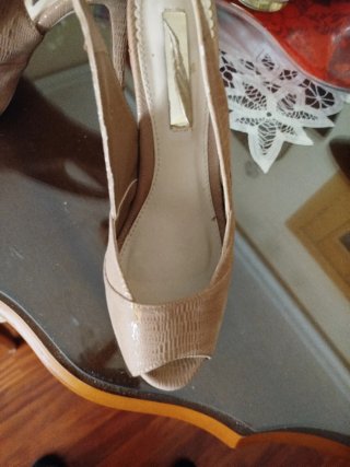 Sandalias de fiesta tacón beige