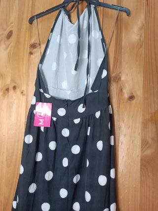Vestido largo lunares negro y blanco