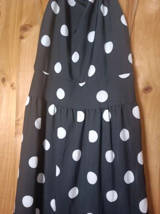 Vestido largo lunares negro y blanco