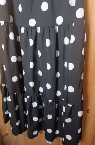 Vestido largo lunares negro y blanco