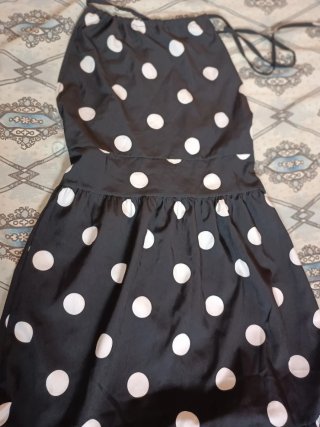 Vestido largo lunares negro y blanco