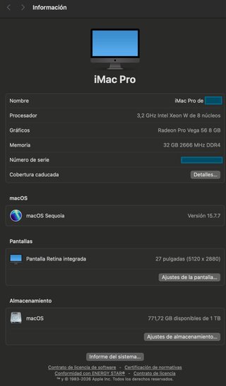 iMac Pro 27 1TB SSD 32GB RAM