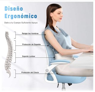 Silla de Oficina Azul y Blanca Nueva