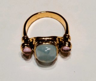 Anillo Otomano Piedras Azul y Rosa