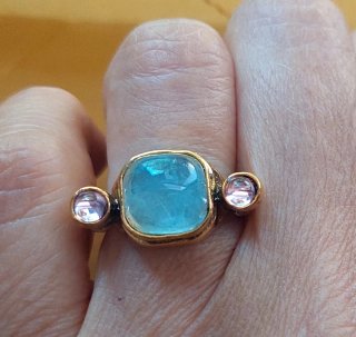 Anillo Otomano Piedras Azul y Rosa