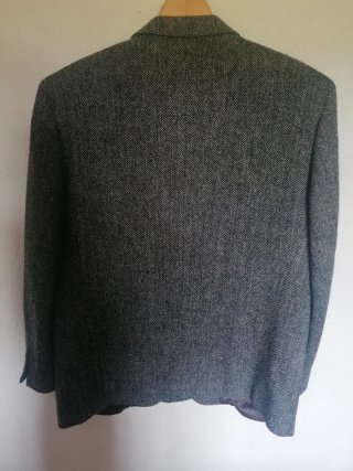 Americana gris espiga 100% lana natural