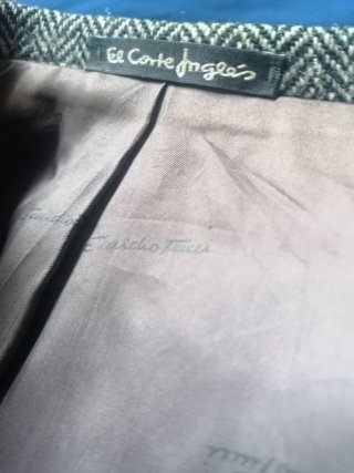 Americana gris espiga 100% lana natural