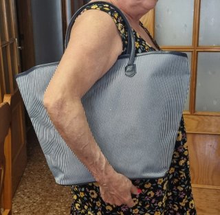 Bolso Grande Rayas Azul y Blanco