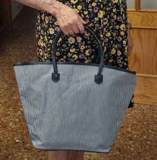 Bolso Grande Rayas Azul y Blanco