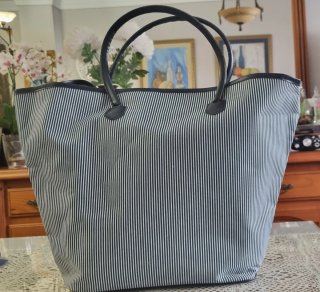Bolso Grande Rayas Azul y Blanco