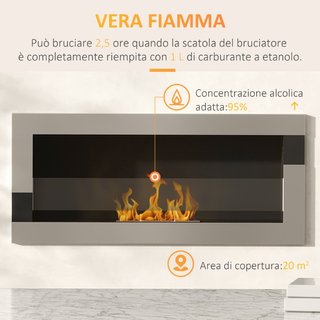 Camino Bioetanolo in Acciaio Inox, 2.5h di Combust