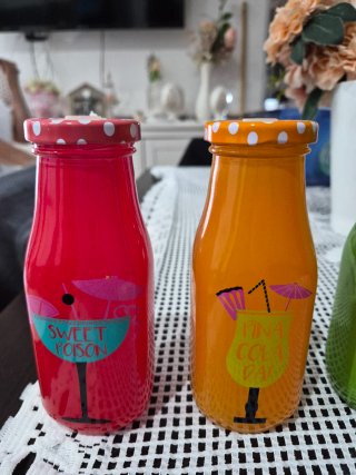Set 4 Bottiglie Vetro Decorative