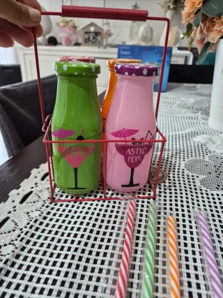 Set 4 Bottiglie Vetro Decorative