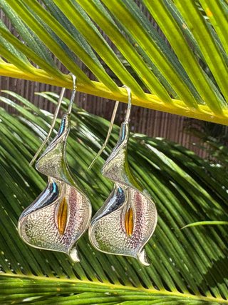 Pendientes Calla Lily Plata Aleación Zinc