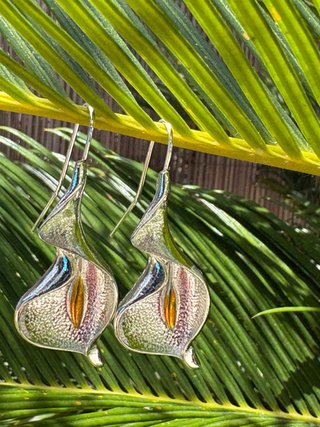 Pendientes Calla Lily Plata Aleación Zinc