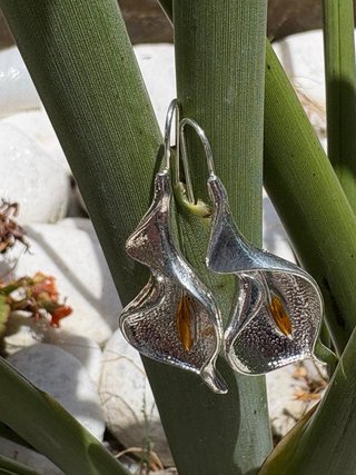 Pendientes Calla Lily Plata Aleación Zinc