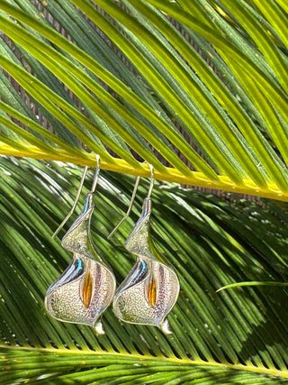Pendientes Calla Lily Plata Aleación Zinc