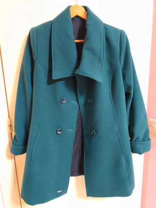 Chaquetón paño verde turquesa oscuro