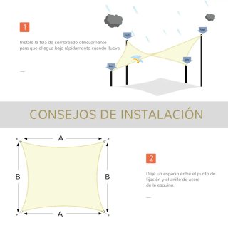 Toldo Vela Rectangular 4x3m Beige