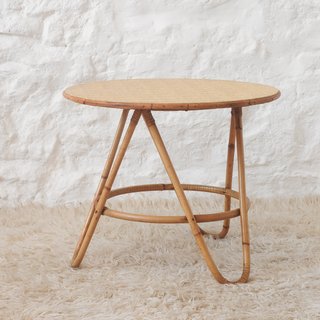 Mesa baja Mid-Century de bambú, Francia años 60