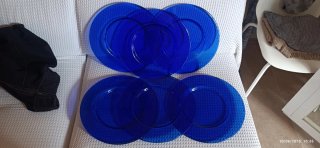 6 Bajoplatos Cristal Azul Cobalto