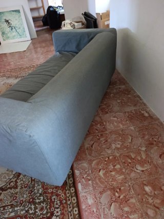 Sofá 3 plazas gris tela