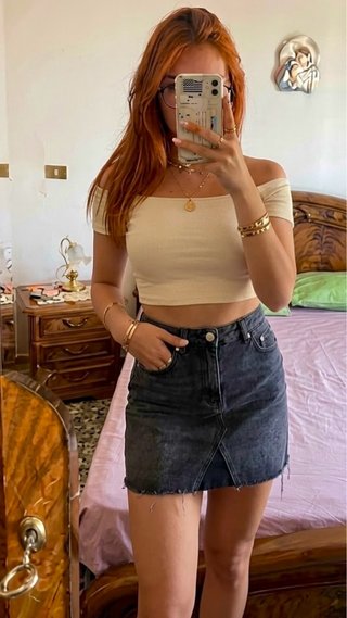 Black denim skirt - Gonna jeans nera