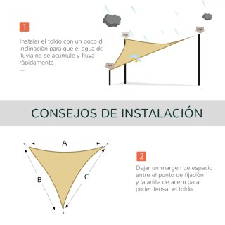 Toldo Vela Triangular 3x3x3m Beige