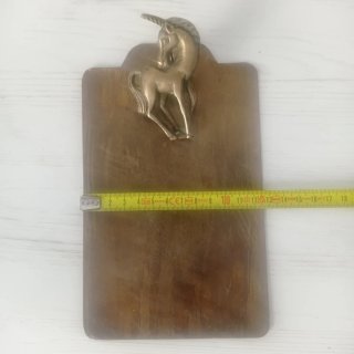 Portanotas vintage de latón con unicornio