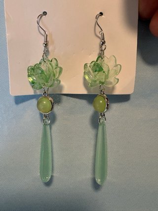 Pendientes largos flor loto y plata
