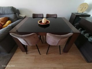 Mesa de comedor extensible cristal y madera 130x90