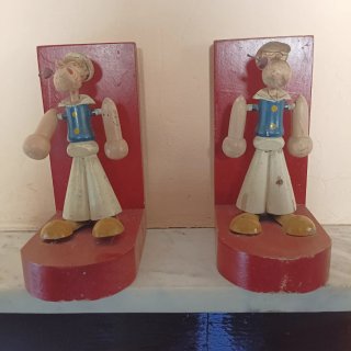 Sujetalibros Popeye Madera Articulados Años 50