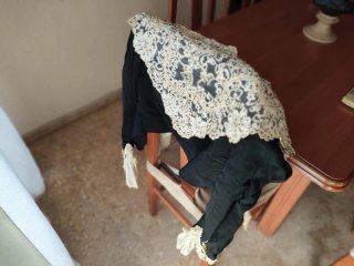Traje de Fallera S.XVIII Salmón y corpiño negro