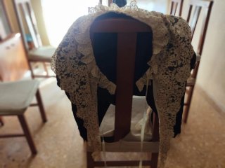 Traje de Fallera S.XVIII Salmón y corpiño negro