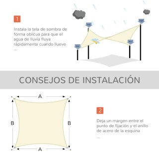 Toldo Vela Rectangular 6x4m Beige