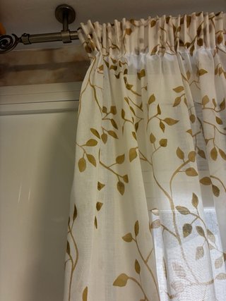 Cortina de cocina con estampado de hojas + Barra