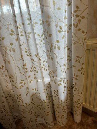 Cortina de cocina con estampado de hojas + Barra