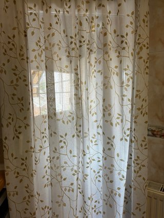 Cortina de cocina con estampado de hojas + Barra