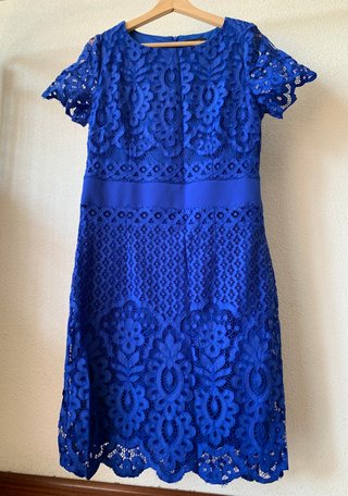 Vestido Antea encaje azul talla 40