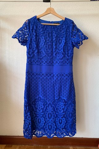 Vestido Antea encaje azul talla 40