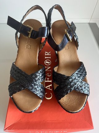 Sandalias cuña CafeNoir Azul