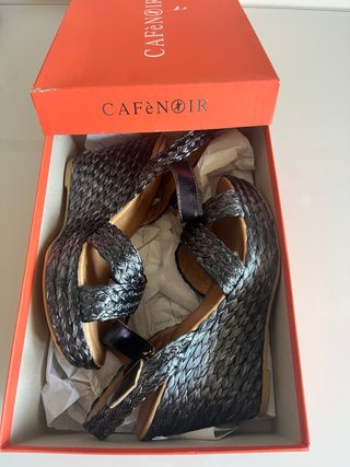 Sandalias cuña CafeNoir Azul