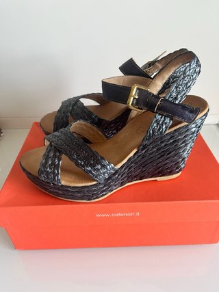 Sandalias cuña CafeNoir Azul
