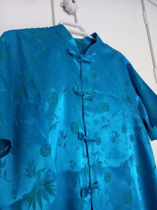Conjunto de seda oriental azul