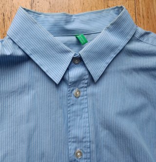 Camisa Benetton Rayas Azul Talla XL