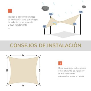 Toldo Vela Rectangular 4x6m Anti-UV