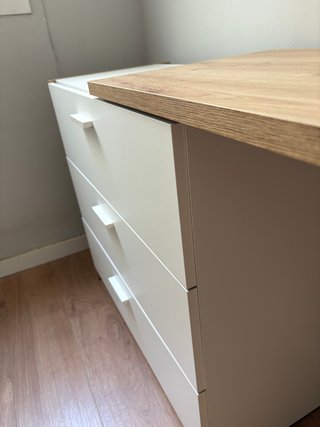 Cajonera escritorio modular blanca y roble