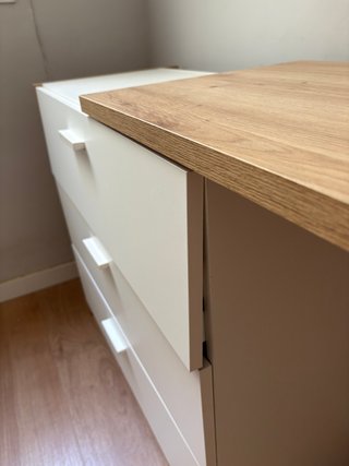 Cajonera escritorio modular blanca y roble
