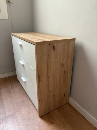Cajonera escritorio modular blanca y roble